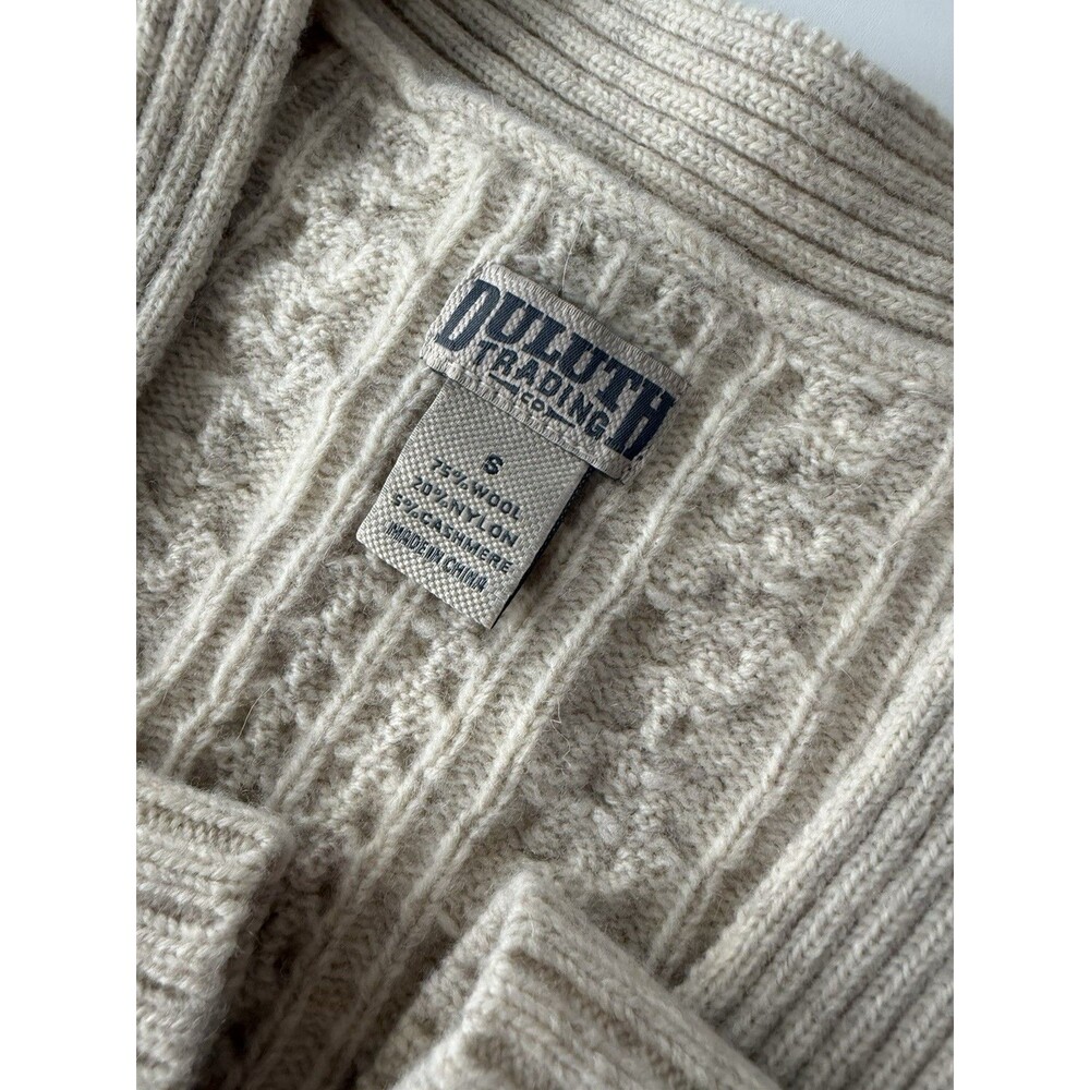 Duluth Trading Wool Cashmere Blend Fisherman Cable Knit Cardigan Sweater S - Picture 7 of 14